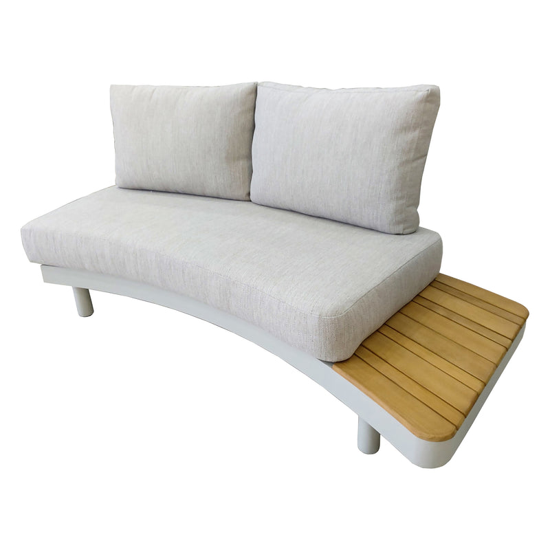 Deko Living - 6 Place Seating Outdoor Cream Aluminum and Teak Contour Sofa Set