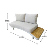 Deko Living - 6 Place Seating Outdoor Cream Aluminum and Teak Contour Sofa Set