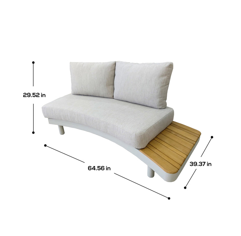 Deko Living - 6 Place Seating Outdoor Cream Aluminum and Teak Contour Sofa Set