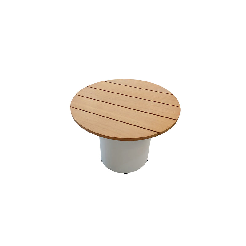 Deko Living - 6 Place Seating Outdoor Cream Aluminum and Teak Contour Sofa Set