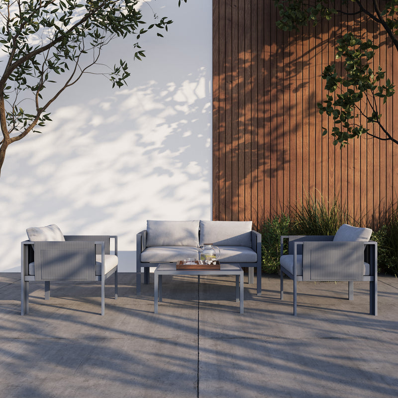 Deko Living - 4 Place Seating Outdoor Gray Sofa and Table Set
