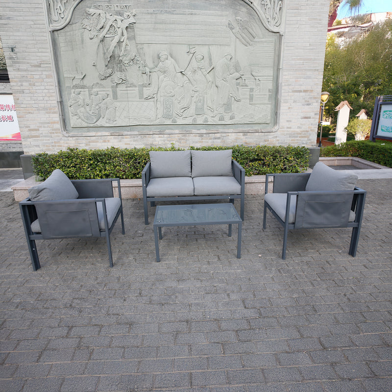 Deko Living - 4 Place Seating Outdoor Gray Sofa and Table Set