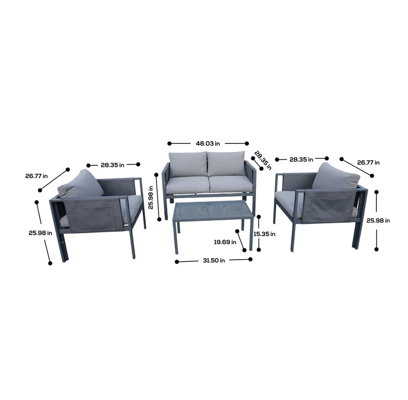 Deko Living - 4 Place Seating Outdoor Gray Sofa and Table Set