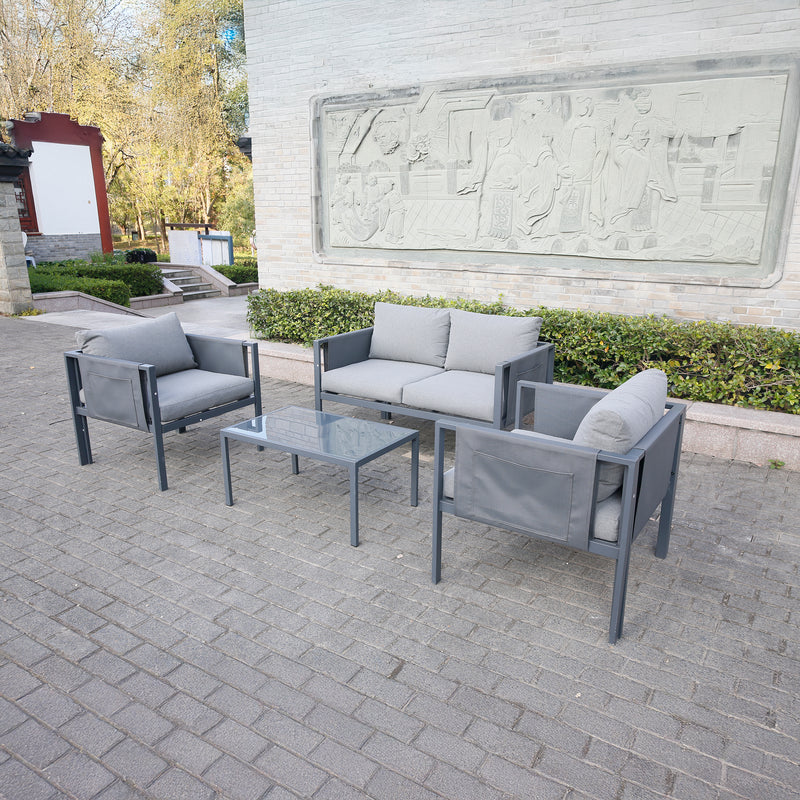 Deko Living - 4 Place Seating Outdoor Gray Sofa and Table Set