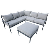 Deko Living - 5 Place Seating Outdoor Gray Sofa and Ottoman Set