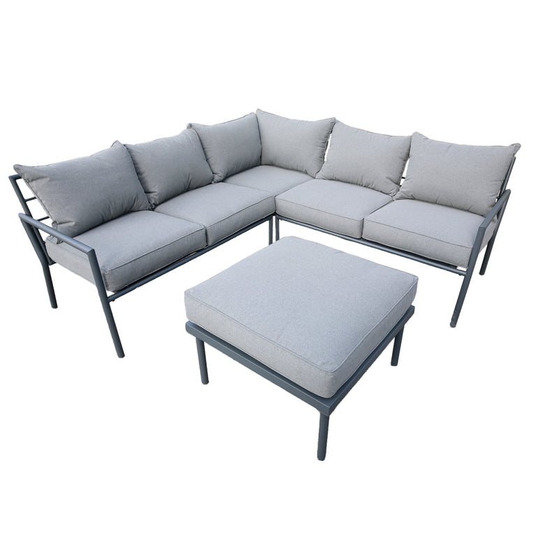 Deko Living - 5 Place Seating Outdoor Gray Sofa and Ottoman Set