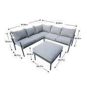 Deko Living - 5 Place Seating Outdoor Gray Sofa and Ottoman Set