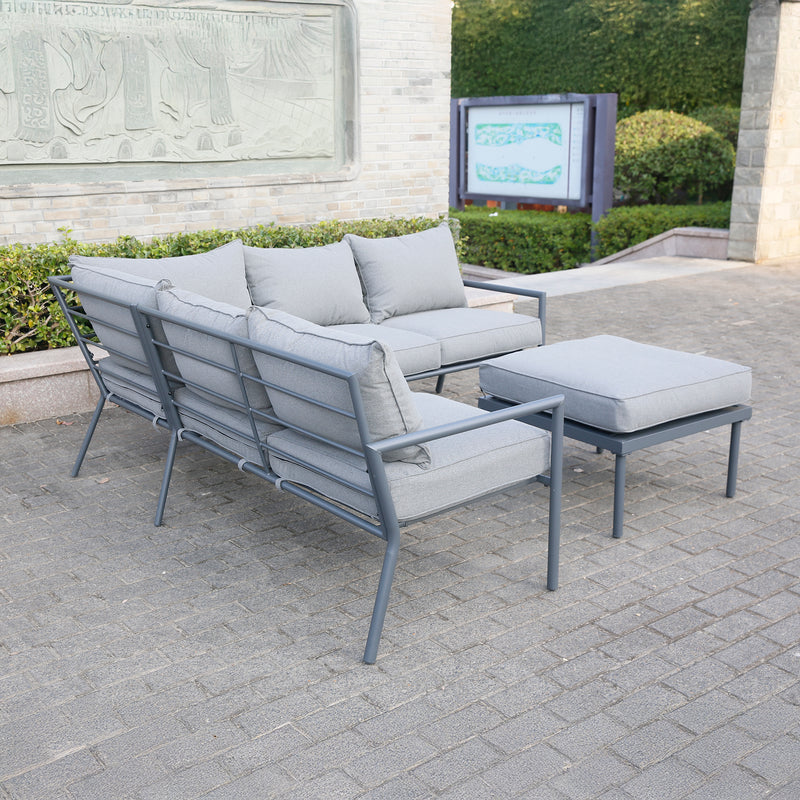 Deko Living - 5 Place Seating Outdoor Gray Sofa and Ottoman Set