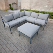 Deko Living - 5 Place Seating Outdoor Gray Sofa and Ottoman Set