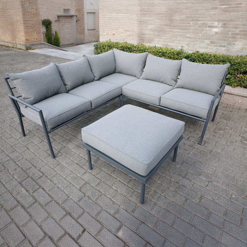 Deko Living - 5 Place Seating Outdoor Gray Sofa and Ottoman Set