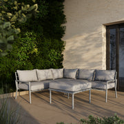 Deko Living - 5 Place Seating Outdoor Gray Sofa and Ottoman Set