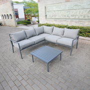 Deko Living - 5 Place Seating Outdoor Gray Sofa and Ottoman Set