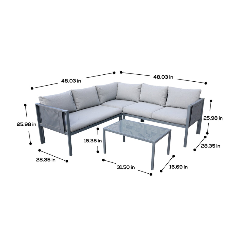 Deko Living - 5 Place Seating Outdoor Gray Sofa and Table Set