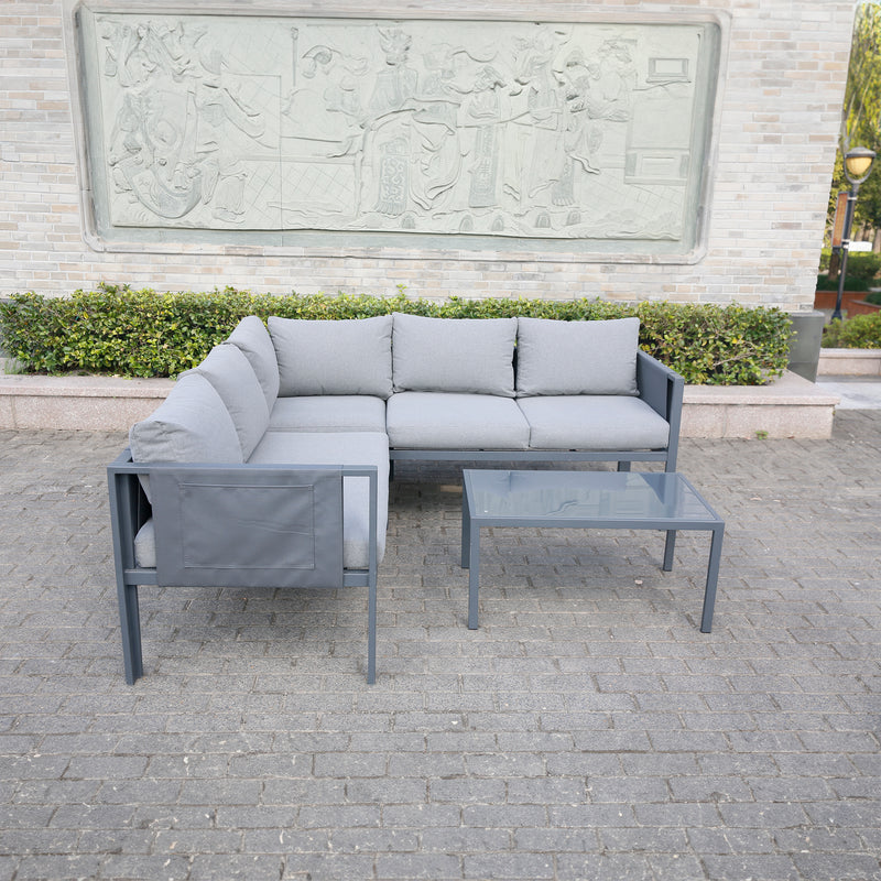 Deko Living - 5 Place Seating Outdoor Gray Sofa and Table Set