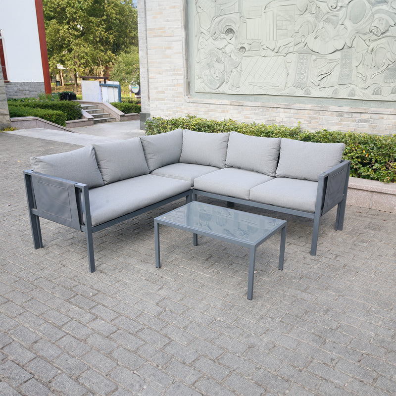 Deko Living - 5 Place Seating Outdoor Gray Sofa and Table Set
