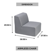 Deko Living - Gray Outdoor Compression Foam Armless Sofa Chair