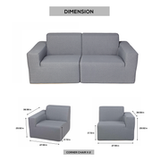 Deko Living - 2 Place Seating Gray Outdoor Compression Foam Sofa Set