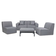Deko Living - 4 Place Seating Gray Outdoor Compression Foam Sofa and Table Set