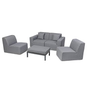 Deko Living - 4 Place Seating Gray Outdoor Compression Foam Sofa and Table Set