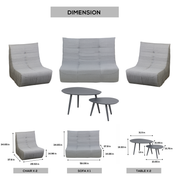 Deko Living - 5 Piece Gray Outdoor Compression Foam Loveseat Sofa Chairs and Table Set