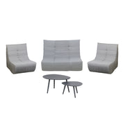 Deko Living - 5 Piece Gray Outdoor Compression Foam Loveseat Sofa Chairs and Table Set