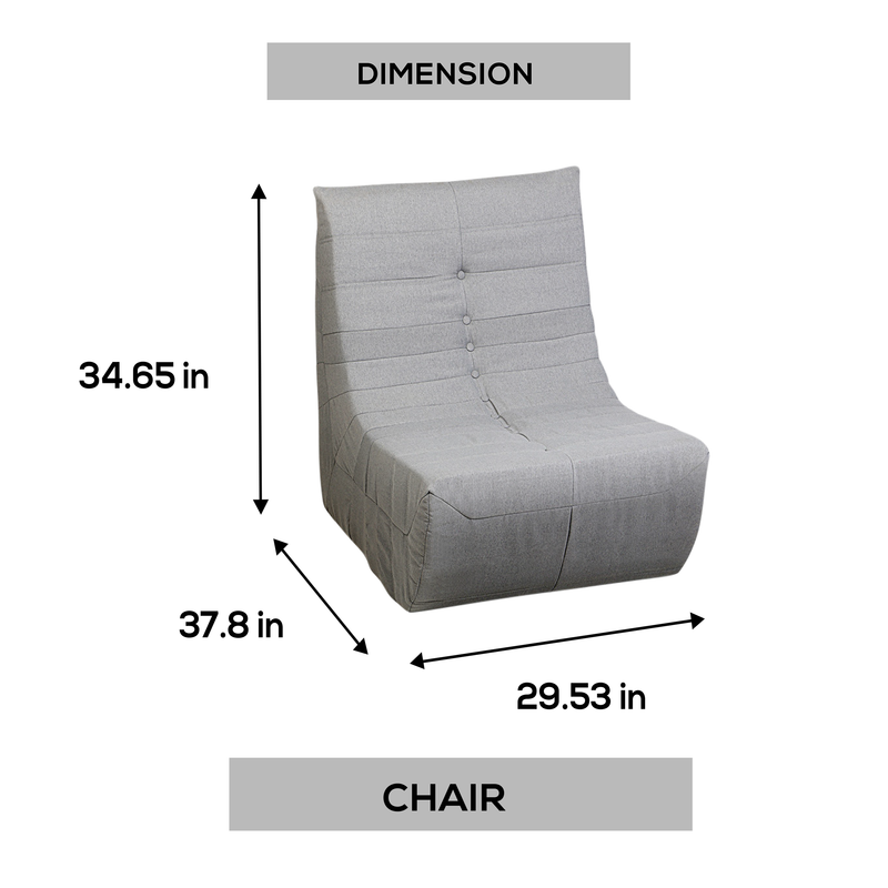Deko Living - Gray Outdoor Compression Foam Loveseat Sofa