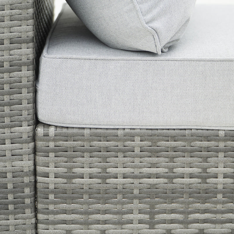 Deko Living - 8 Piece Gray Outdoor Sectional Wicker Sofa Chairs and Tables with Interchangable Blue and Gray Cushion Covers