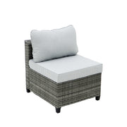 Deko Living - 8 Piece Gray Outdoor Sectional Wicker Sofa Chairs and Tables with Interchangable Blue and Gray Cushion Covers