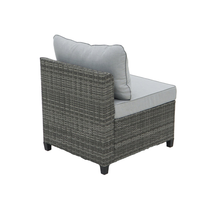 Deko Living - 8 Piece Gray Outdoor Sectional Wicker Sofa Chairs and Tables with Interchangable Blue and Gray Cushion Covers