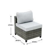 Deko Living - 8 Piece Gray Outdoor Sectional Wicker Sofa Chairs and Tables with Interchangable Blue and Gray Cushion Covers