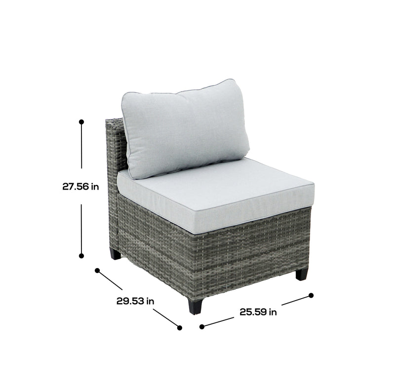Deko Living - 8 Piece Gray Outdoor Sectional Wicker Sofa Chairs and Tables with Interchangable Blue and Gray Cushion Covers