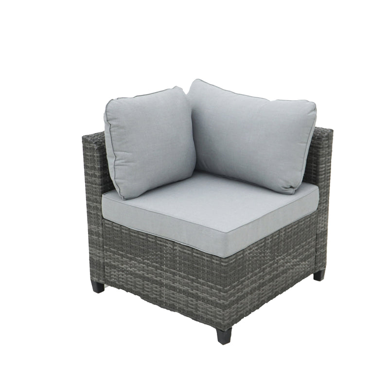 Deko Living - 8 Piece Gray Outdoor Sectional Wicker Sofa Chairs and Tables with Interchangable Blue and Gray Cushion Covers