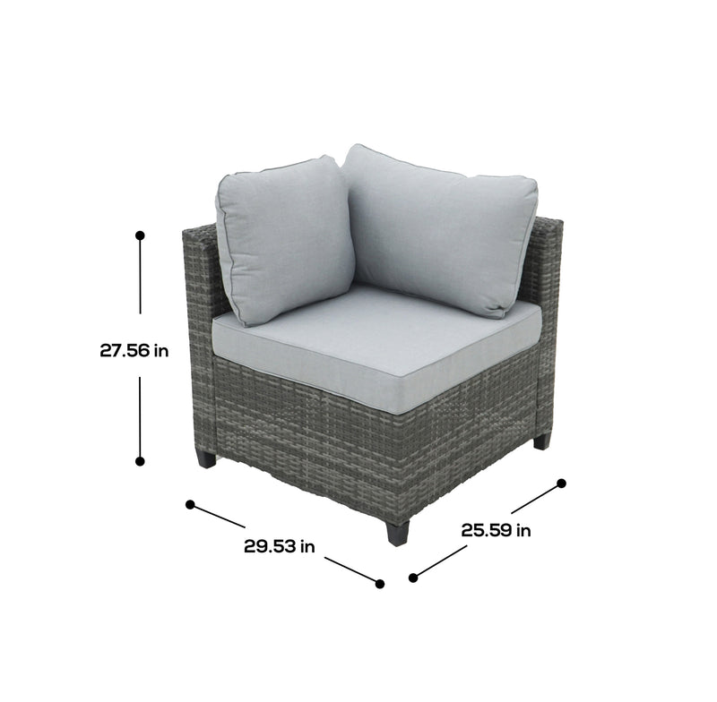 Deko Living - 8 Piece Gray Outdoor Sectional Wicker Sofa Chairs and Tables with Interchangable Blue and Gray Cushion Covers