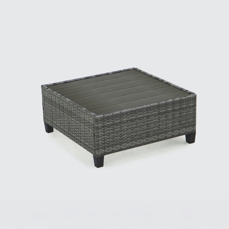 Deko Living - 8 Piece Gray Outdoor Sectional Wicker Sofa Chairs and Tables with Interchangable Blue and Gray Cushion Covers