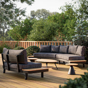 Deko Living - 6 Place Seating Outdoor Gray Aluminum and Teak Contour Sofa Set