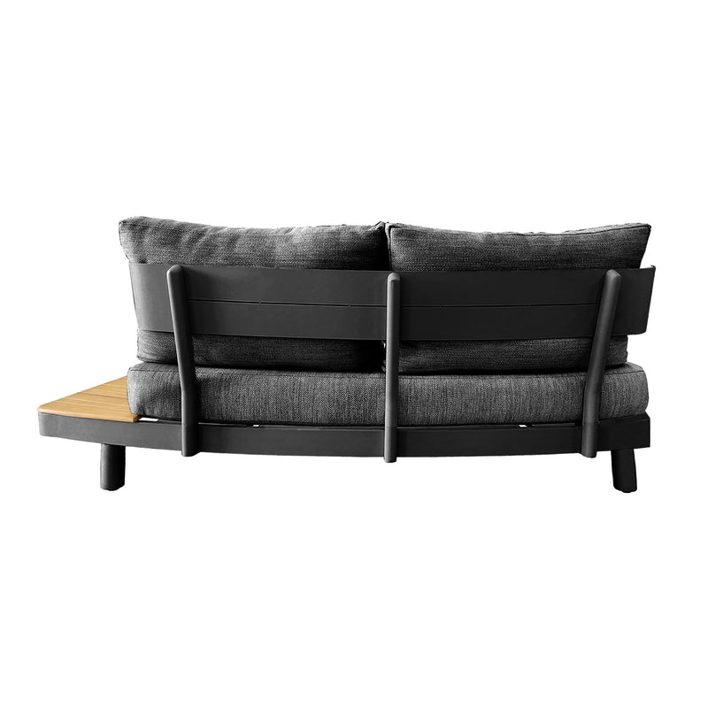Deko Living - 6 Place Seating Outdoor Gray Aluminum and Teak Contour Sofa Set