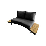 Deko Living - 6 Place Seating Outdoor Gray Aluminum and Teak Contour Sofa Set