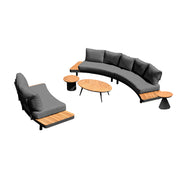 Deko Living - 6 Place Seating Outdoor Gray Aluminum and Teak Contour Sofa Set