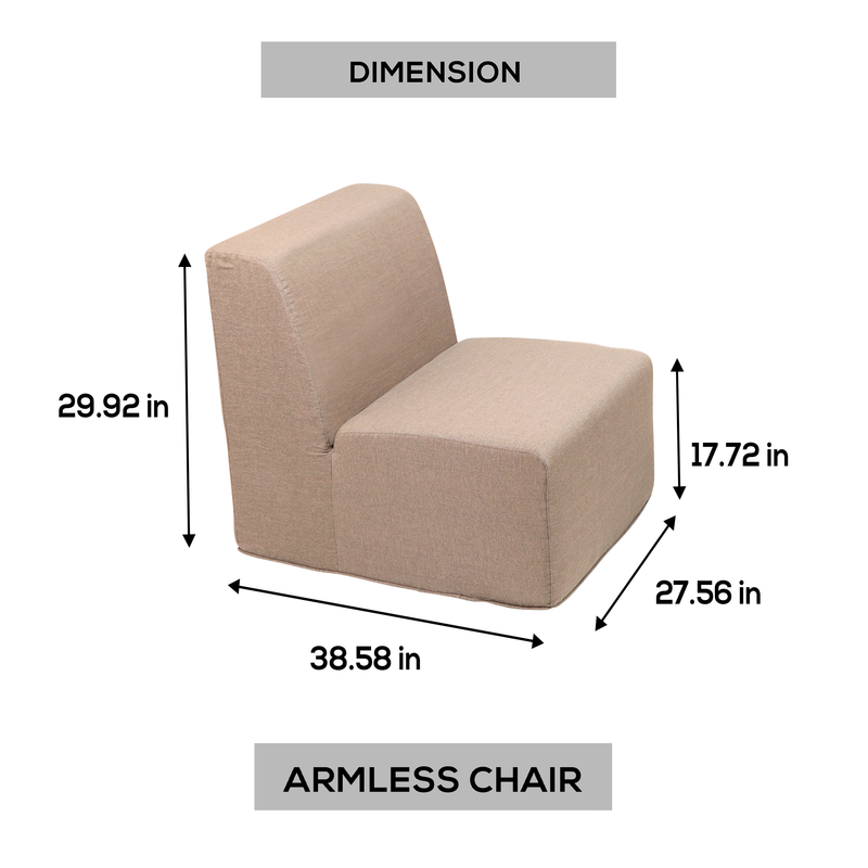 Deko Living - Brown Outdoor Compression Foam Armless Sofa Chair