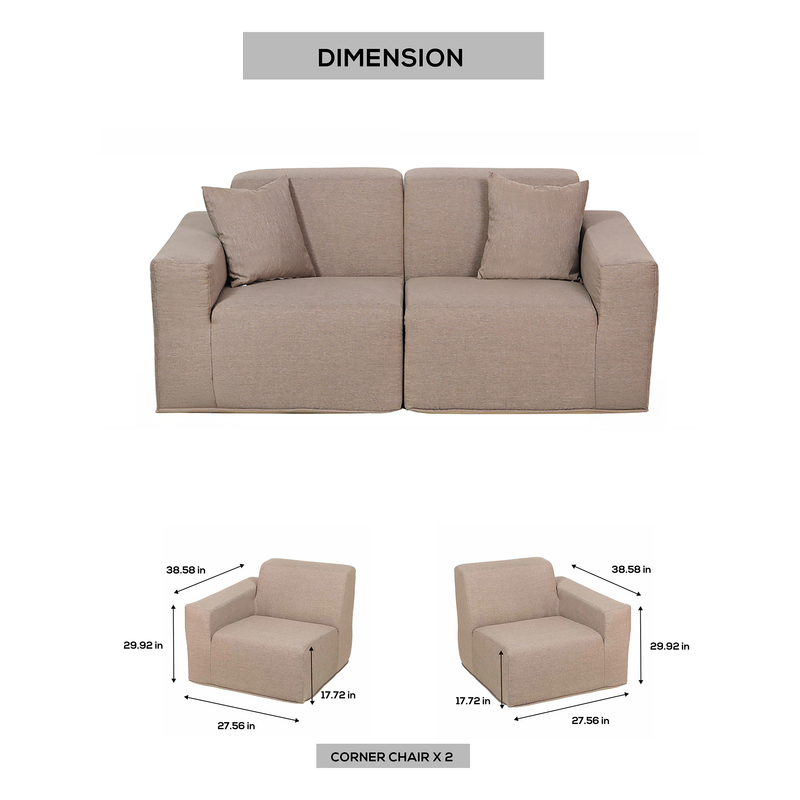 Deko Living - 2 Place Seating Brown Outdoor Compression Foam Sofa Set