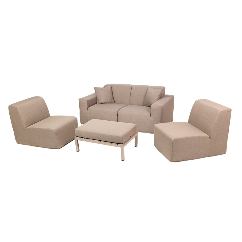 Deko Living - 4 Place Seating Brown Outdoor Compression Foam Sofa and Table Set
