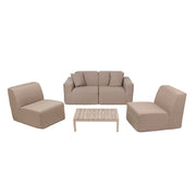 Deko Living - 4 Place Seating Brown Outdoor Compression Foam Sofa and Table Set