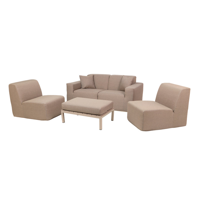 Deko Living - 4 Place Seating Brown Outdoor Compression Foam Sofa and Table Set
