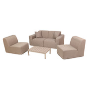 Deko Living - 4 Place Seating Brown Outdoor Compression Foam Sofa and Table Set