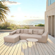 Deko Living - 3 Piece Brown Outdoor Compression Foam Sofa and Table Set