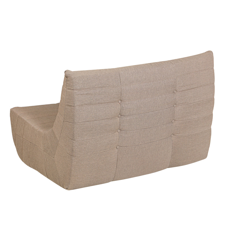 Deko Living - 5 Piece Brown Outdoor Compression Foam Loveseat Sofa Chairs and Table Set