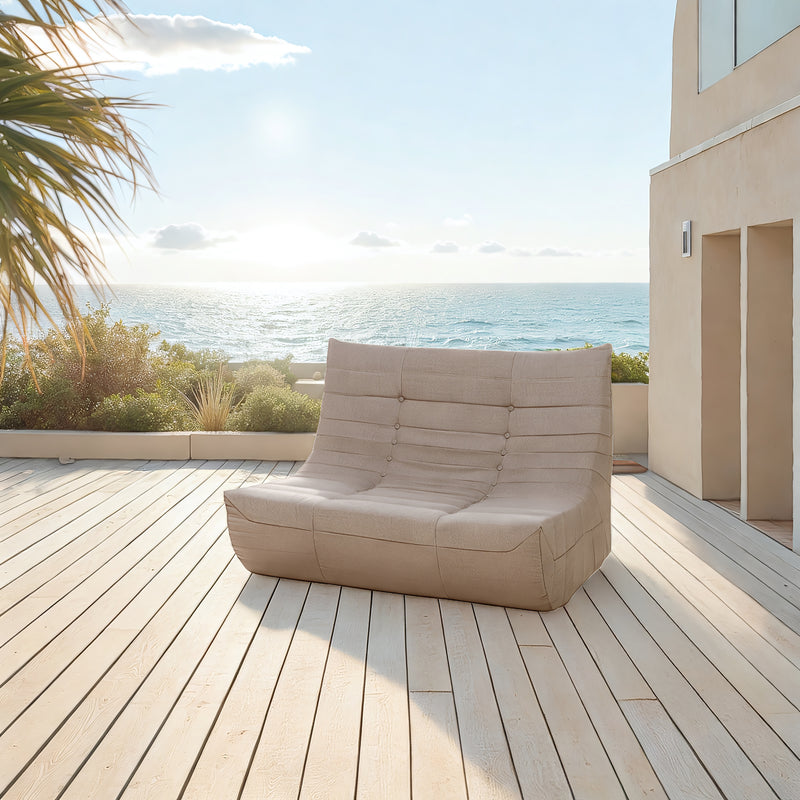 Deko Living - 5 Piece Brown Outdoor Compression Foam Loveseat Sofa Chairs and Table Set
