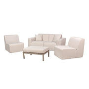 Deko Living - 4 Place Seating Beige Outdoor Compression Foam Sofa and Table Set