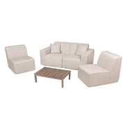 Deko Living - 4 Place Seating Beige Outdoor Compression Foam Sofa and Table Set
