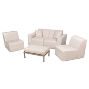 Deko Living - 4 Place Seating Beige Outdoor Compression Foam Sofa and Table Set